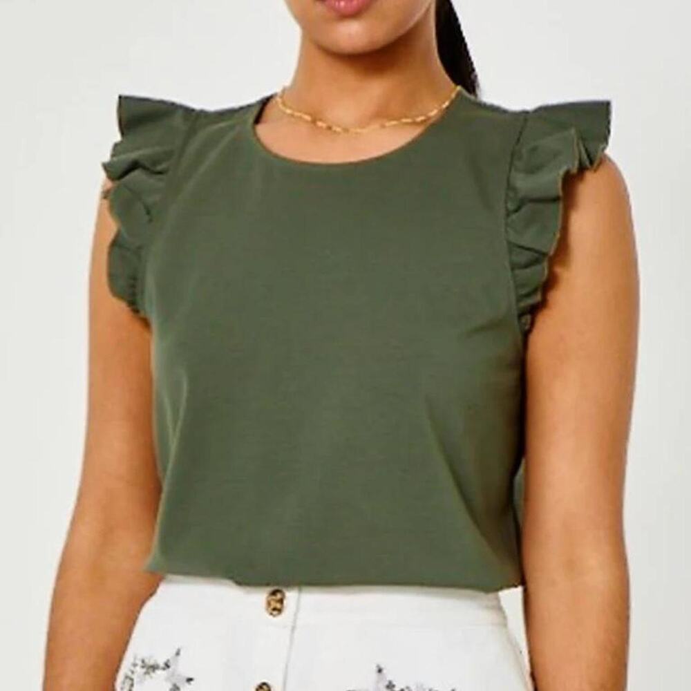 Green ribbed tank top - Picture 4 of 4